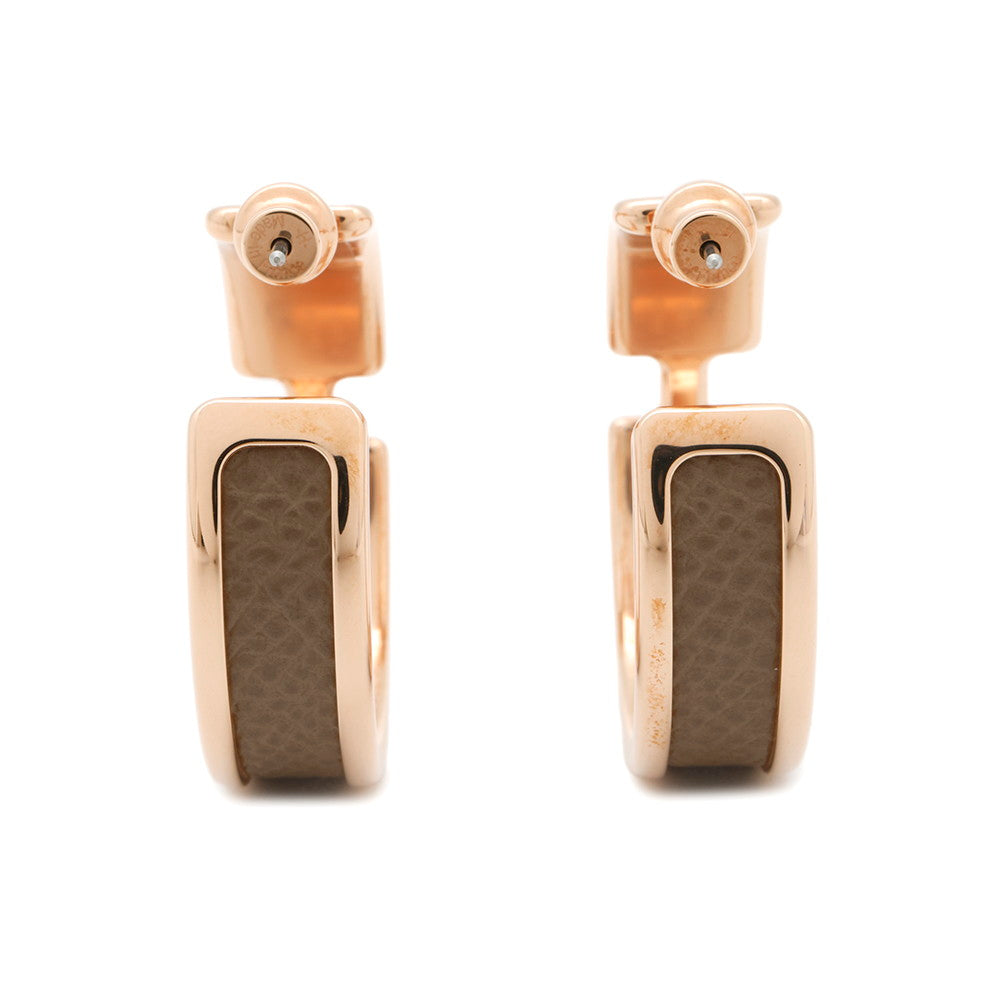HERMES Earrings 《Olympe》 Size PM Etoupe Metal Epsom