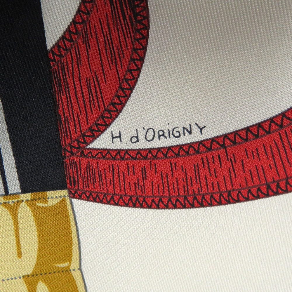 HERMES Carre EPERON D'OR Apron D'or Size 90 Caramel/Creme Silk100%