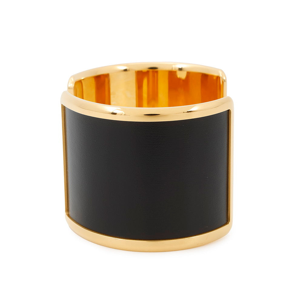 HERMES Olympus Bangle Size T3 Black Box Calf Leather Metal