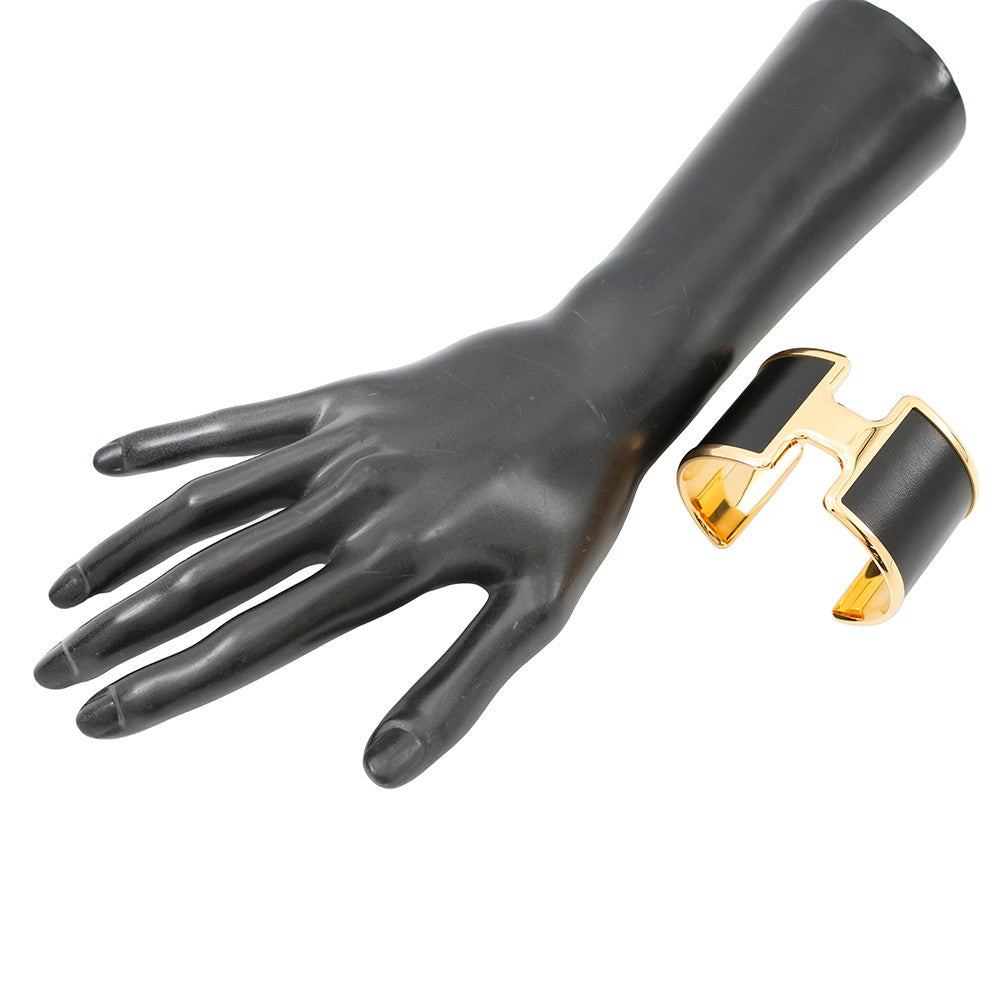 HERMES Olympus Bangle Size T3 Black Box Calf Leather Metal