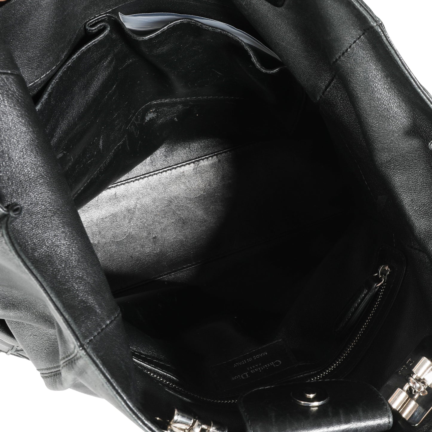 CHRISTIAN DIOR Black Cannage Lambskin Granville Chain Link XL Tote