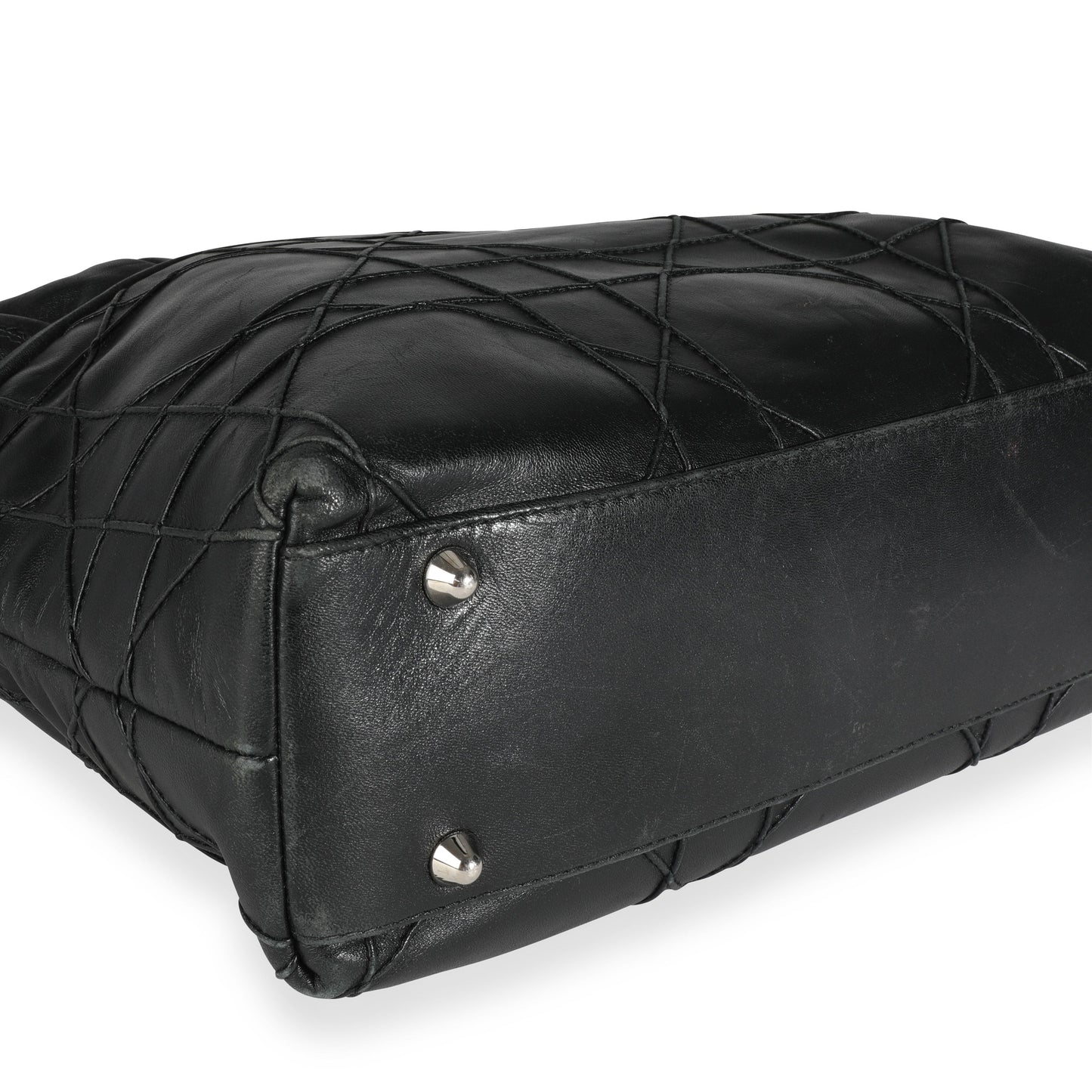 CHRISTIAN DIOR Black Cannage Lambskin Granville Chain Link XL Tote