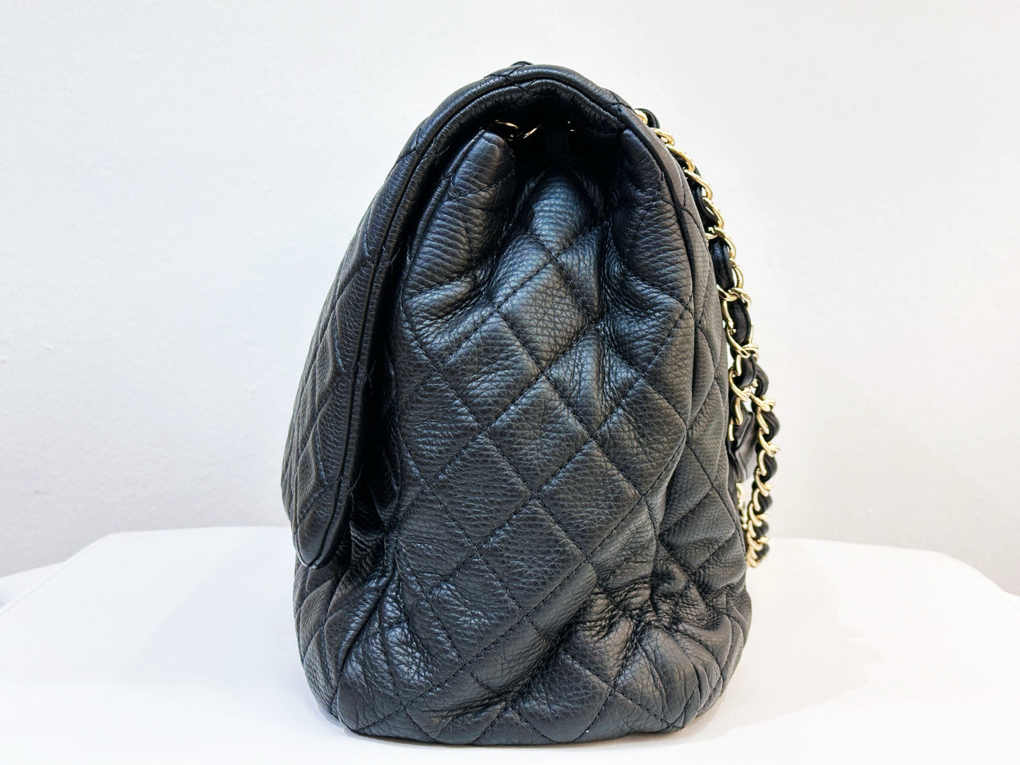 Chanel 2017 Calfskin Quilted XXL Travel Flap shoulder bag Black GHW 2382 holo card