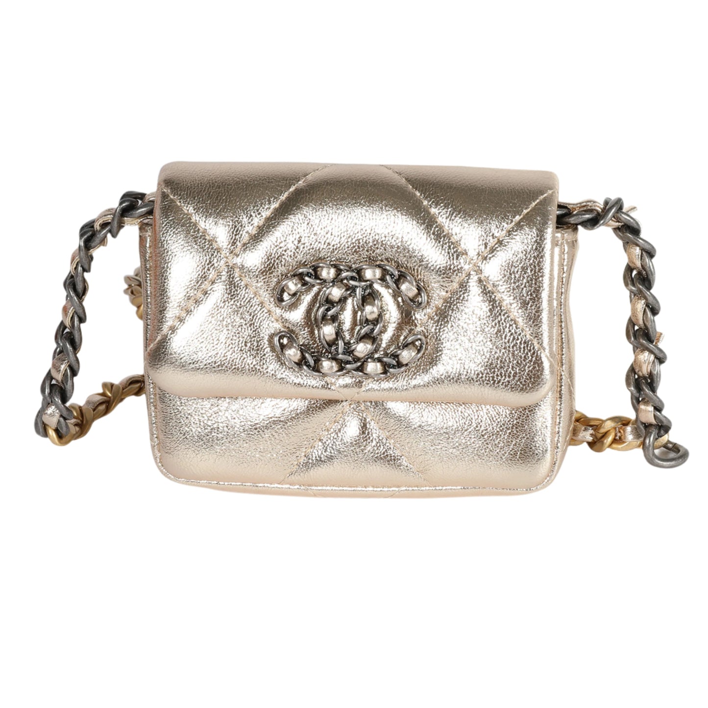 Metallic Gold Lambskin Chanel 19 Belt Bag