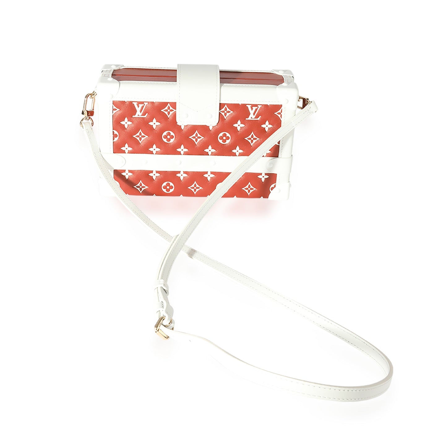 Terracotta/White Monogram Embossed Lambskin Petite Malle
