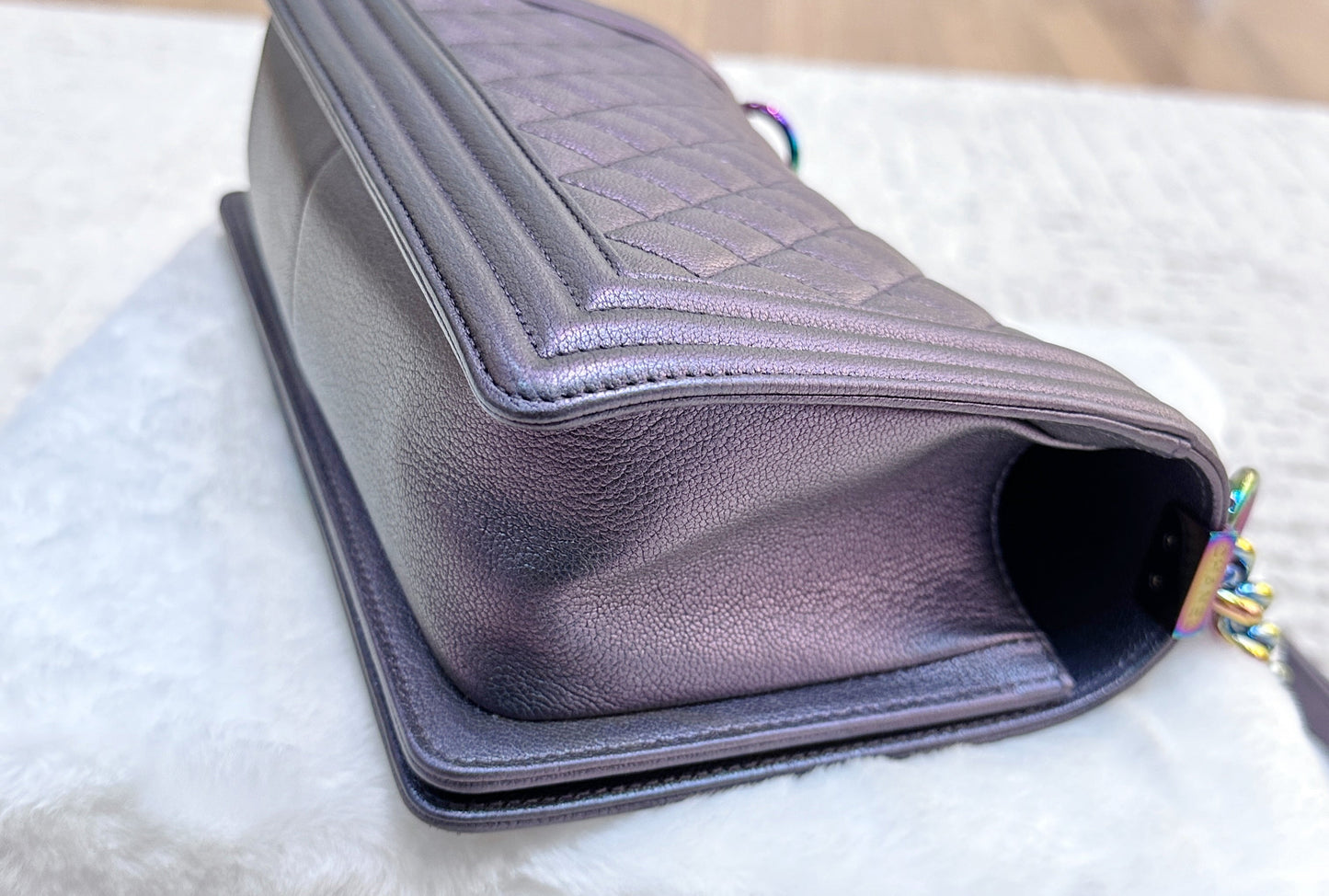 Chanel LeBoy Bag Old Medium Calfskin Purple