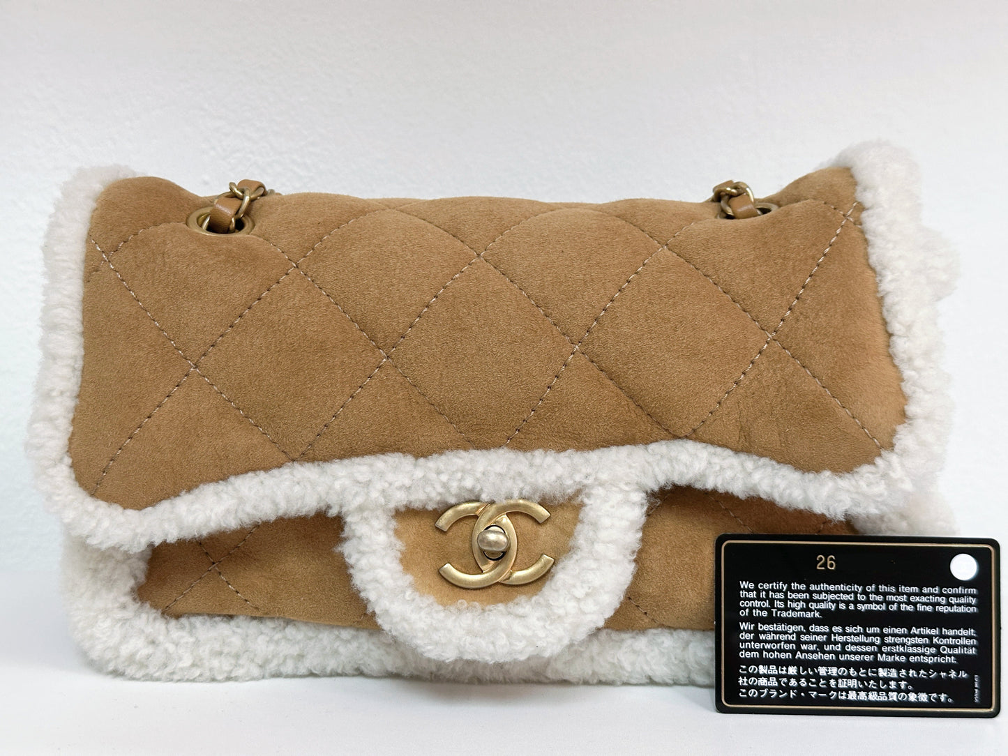 Chanel Medium Shearling Coco Neige Flap holo card 264