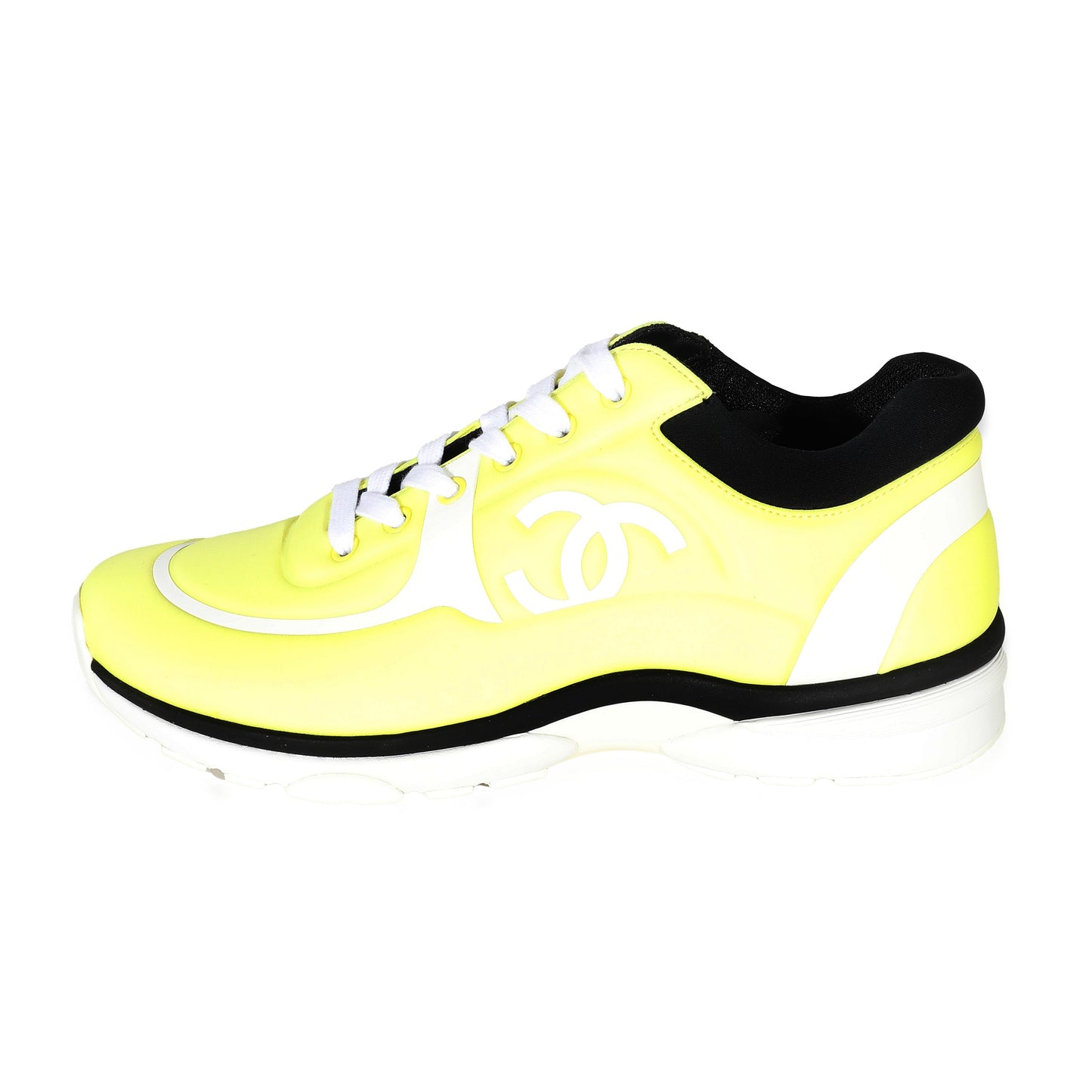 Neon Yellow Lycra Interlocking CC Sneakers 39.5