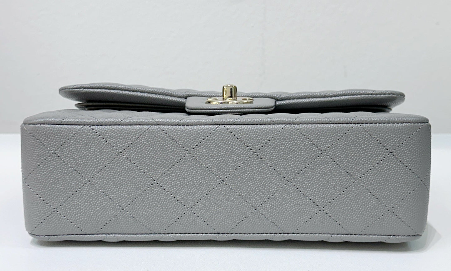 Chanel Small Caviar Quilted Double Flap Grey 21B Unused Condition