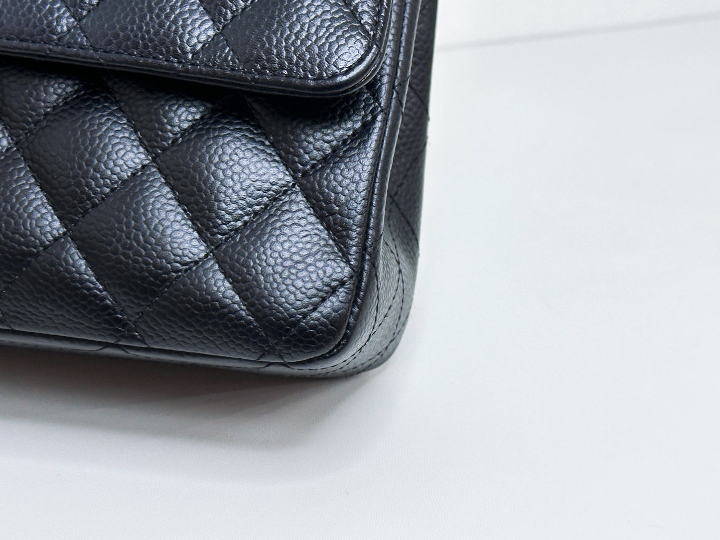 Chanel Medium Size Classic Quilted Caviar Double Flap Bag Black 1184 holo card