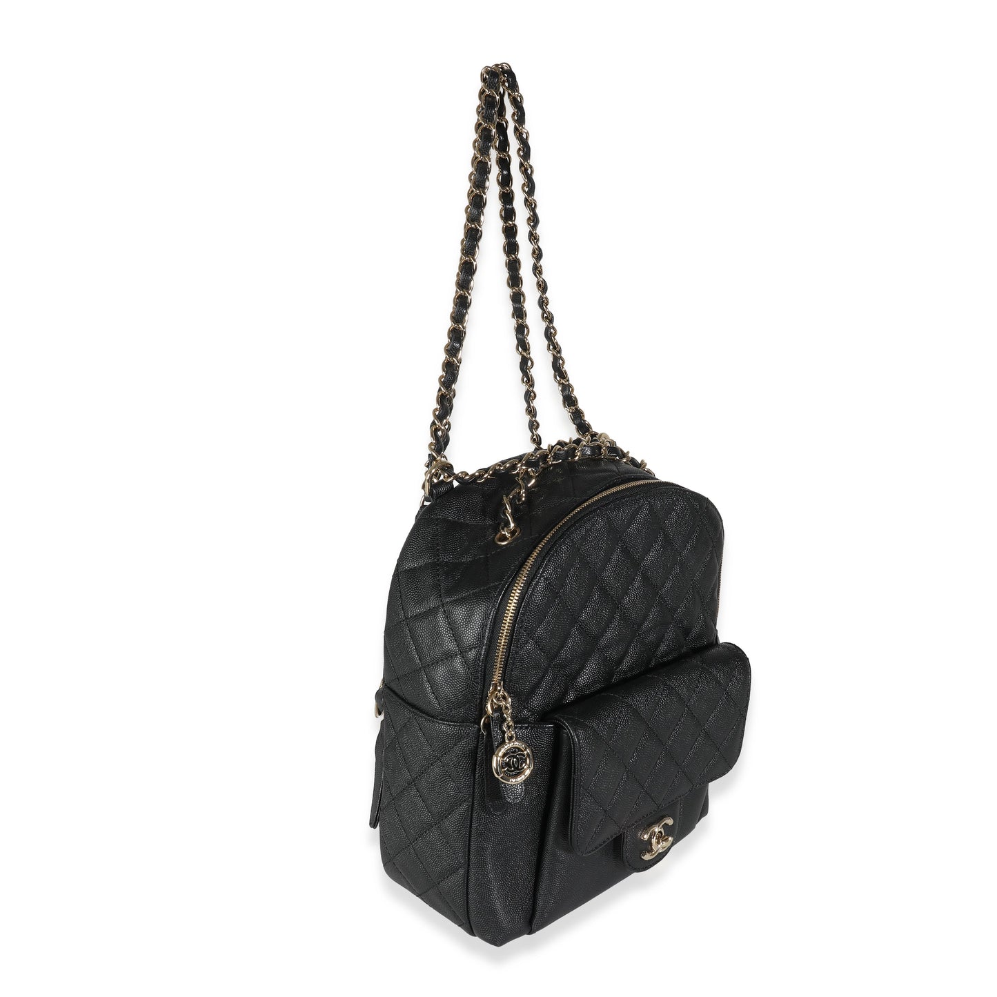 CHANEL Black Quilted Caviar Small Day Backpack