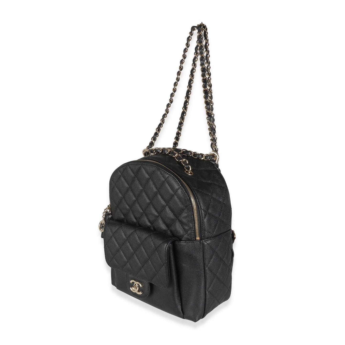 CHANEL Black Quilted Caviar Small Day Backpack