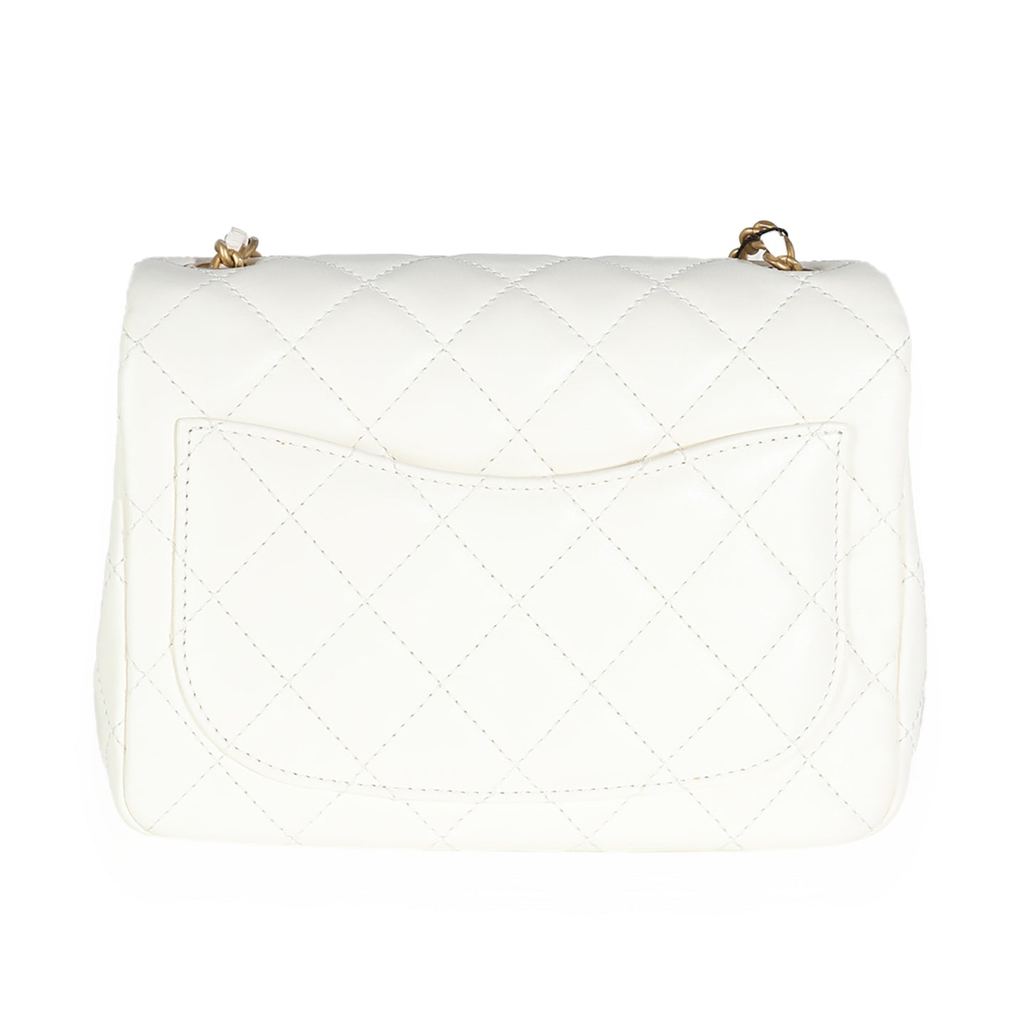 White Lambskin Pearl Crush Mini Flap