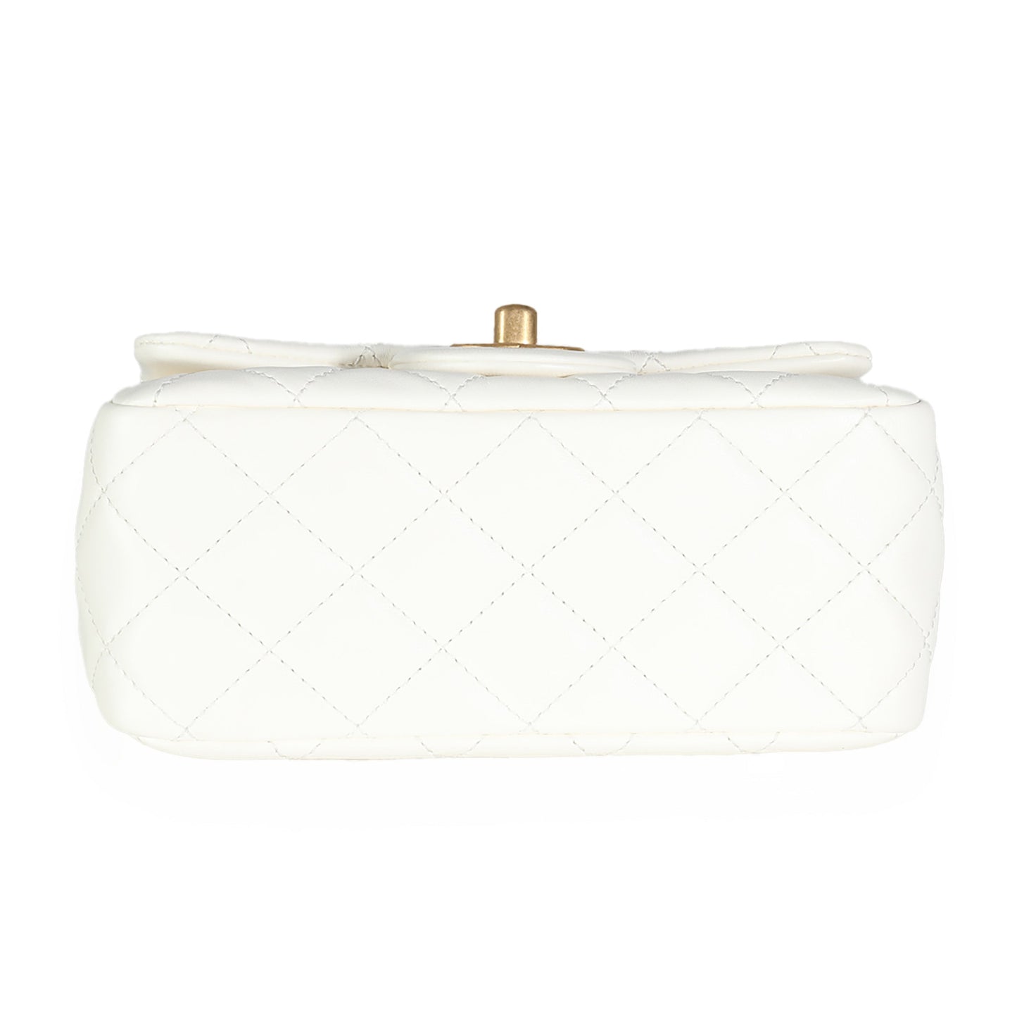 White Lambskin Pearl Crush Mini Flap