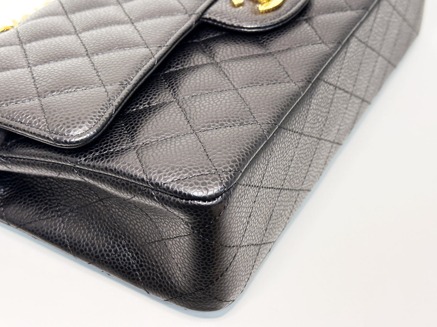CHANEL Classic Double Flap Medium Shoulder Bag Black Caviar 24k GHW 1125 holo card