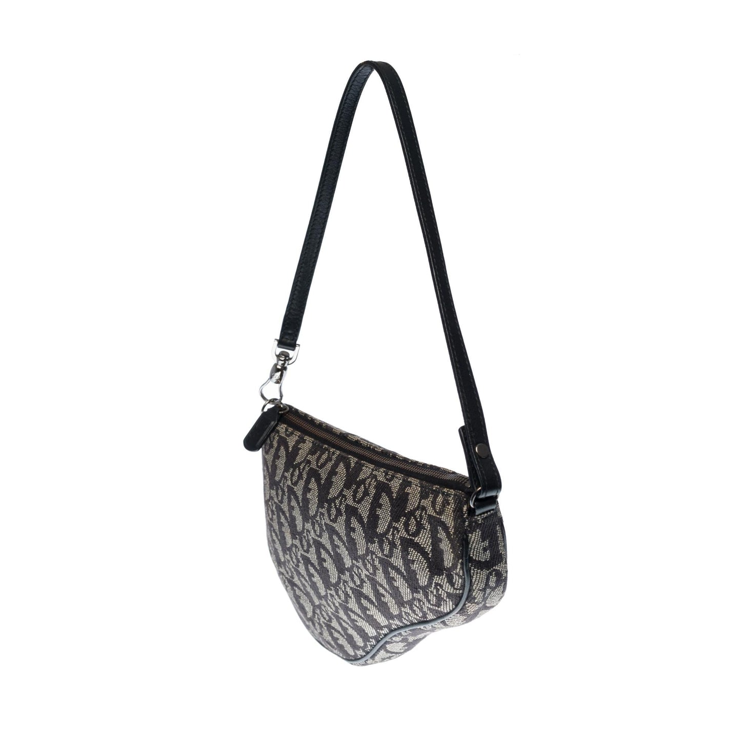 CHRISTIAN DIOR Gorgeous Saddle shoulder bag in navy blue monogram canvas, SHW