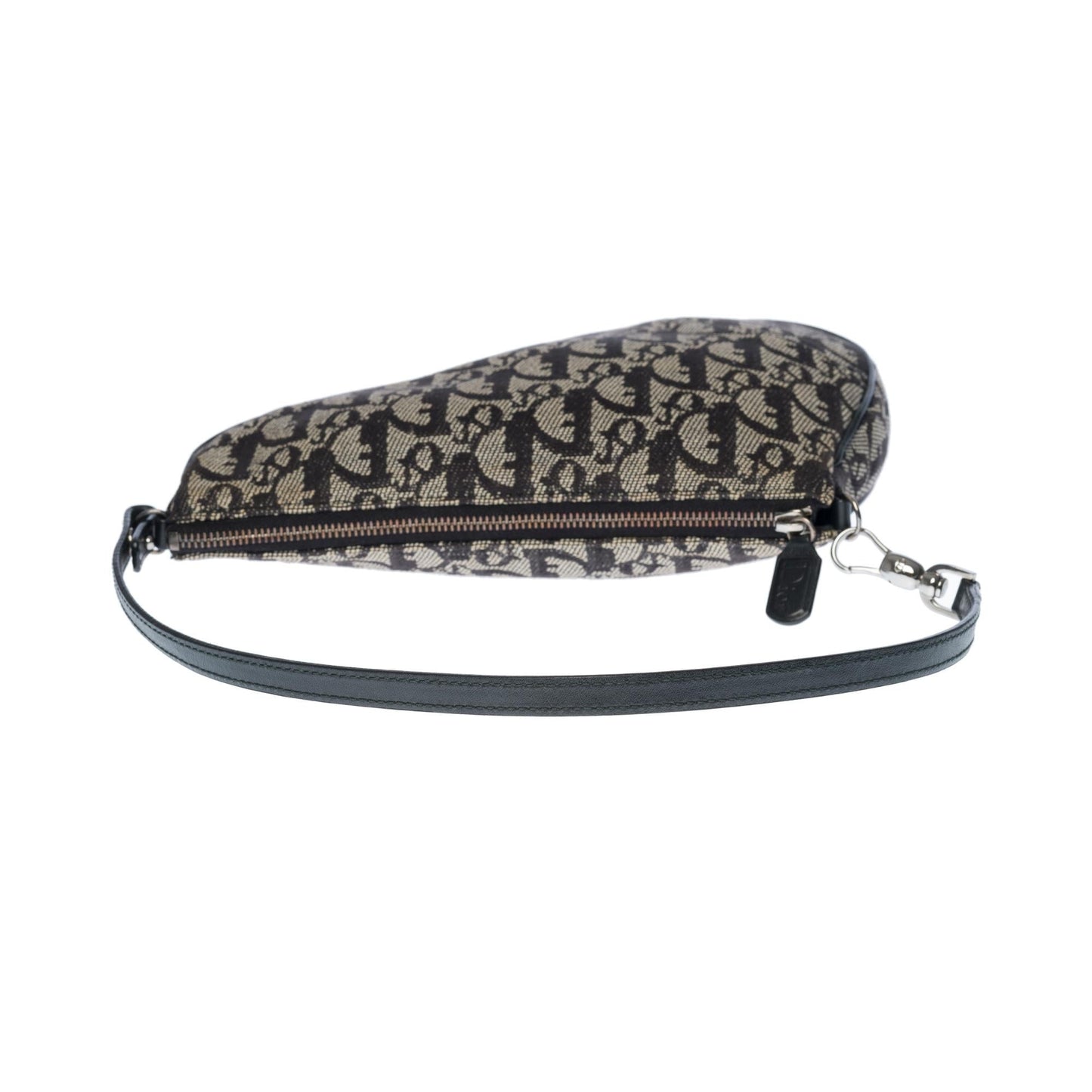 CHRISTIAN DIOR Gorgeous Saddle shoulder bag in navy blue monogram canvas, SHW