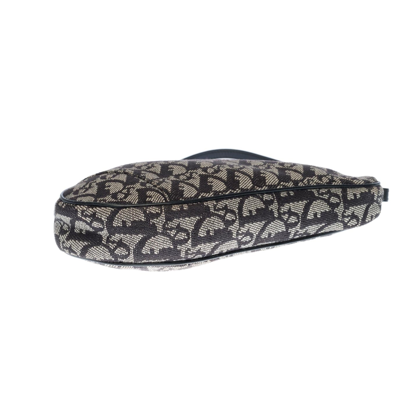 CHRISTIAN DIOR Gorgeous Saddle shoulder bag in navy blue monogram canvas, SHW