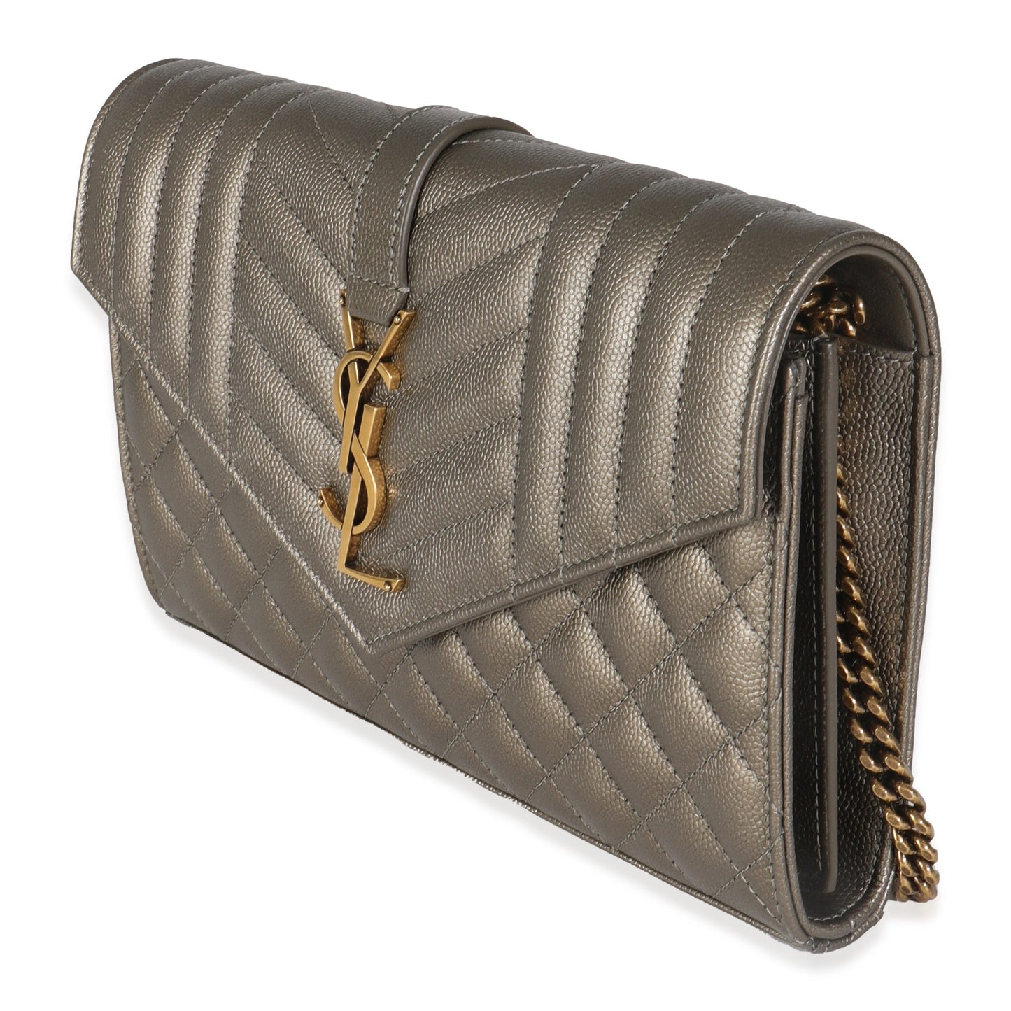 Tri-Quilt Bronze Cassandre Wallet on a Chain
