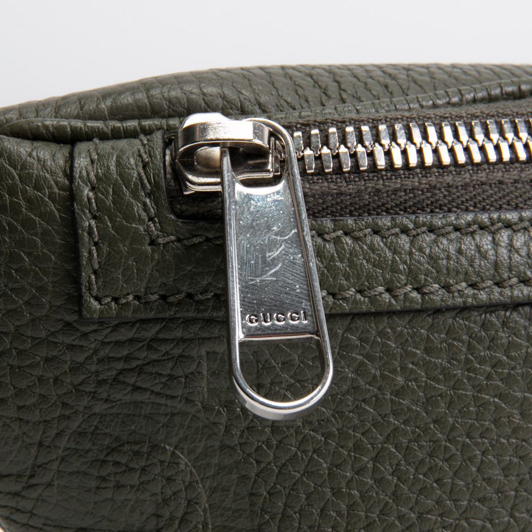 GUCCI Jumbo GG Embossed Small Belt Bag - Olive Green