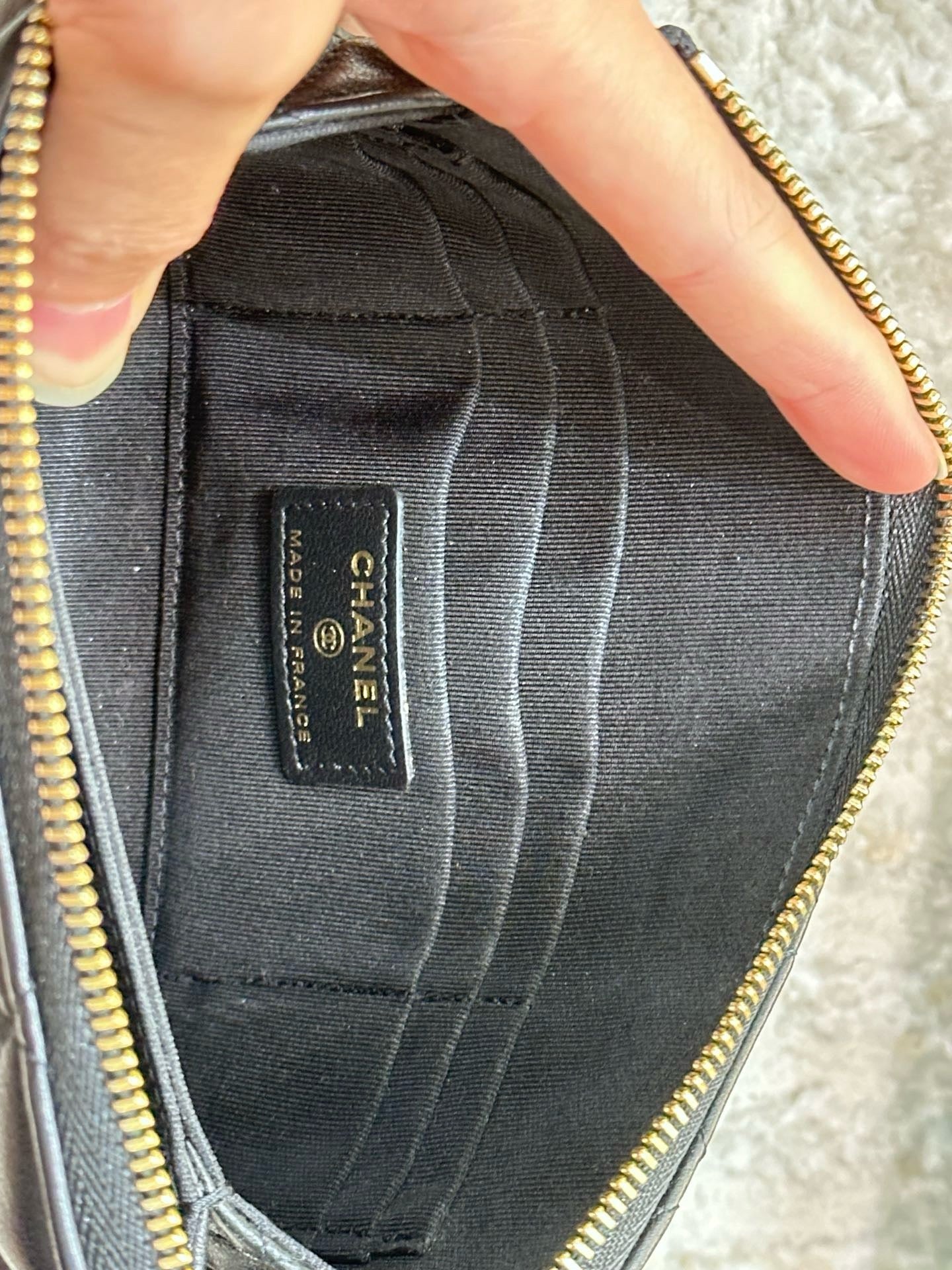 Chanel Coco Charms Quilted Pouch Bag Black