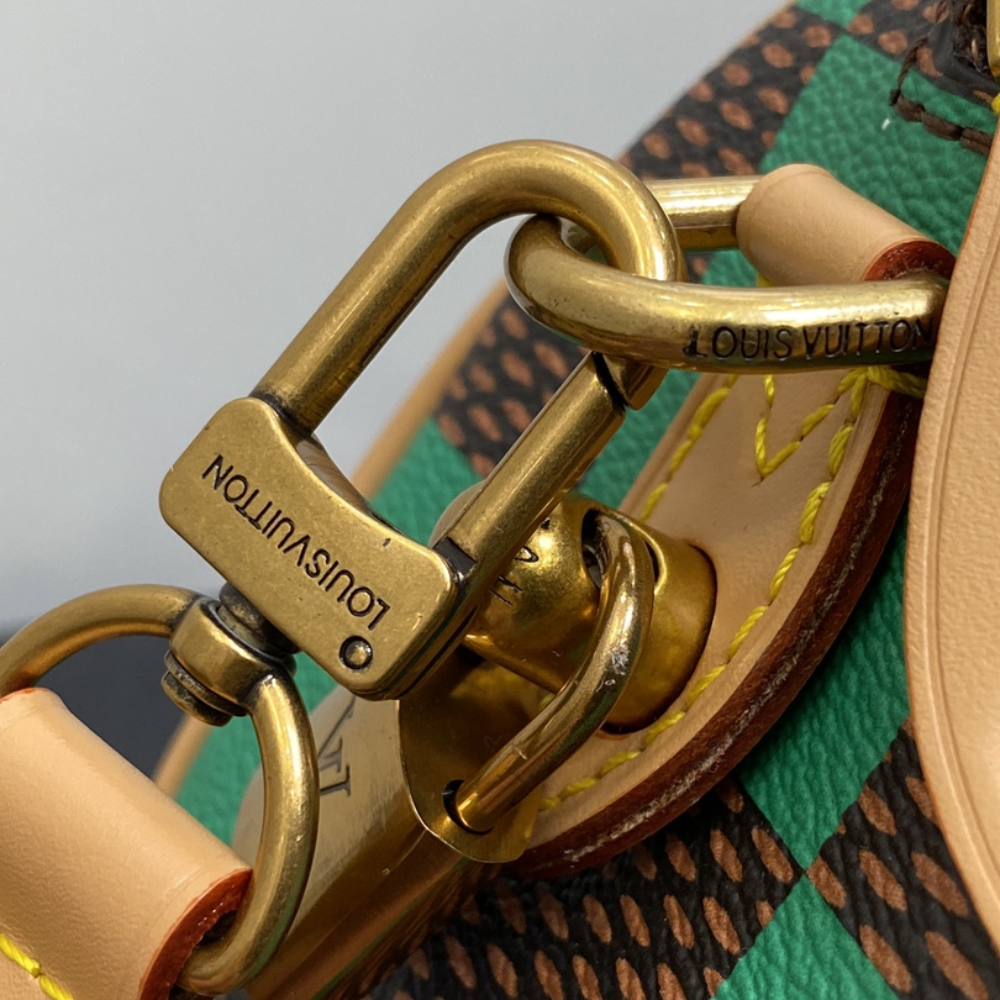 Speedy 18 Bandoulière Damier Pop Green Leather Handbag for Women