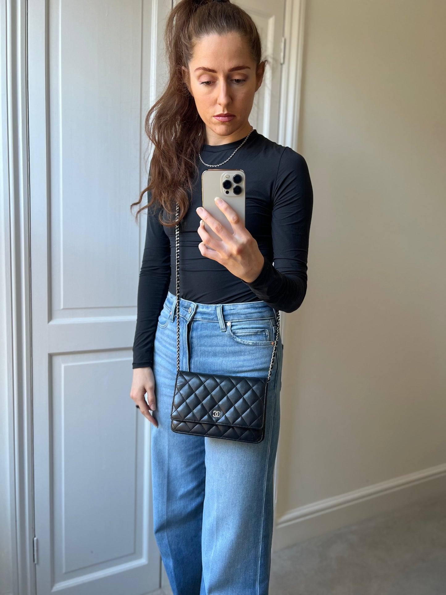 Chanel Wallet on Chain in Black Lambskin Silver Hardware (RRP £2,820)