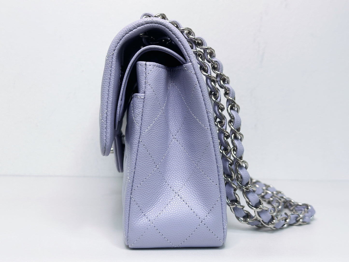 Chanel Small Caviar Quilted Double Flap Lavender 21K SHW UEAA microchip