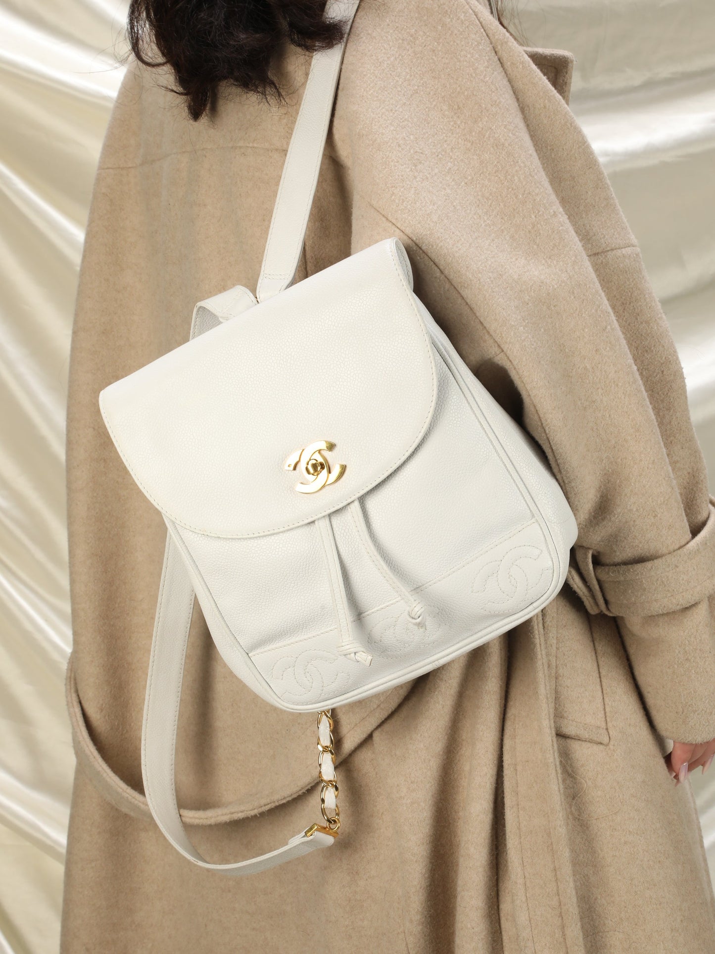 Chanel Caviar Logo Backpack