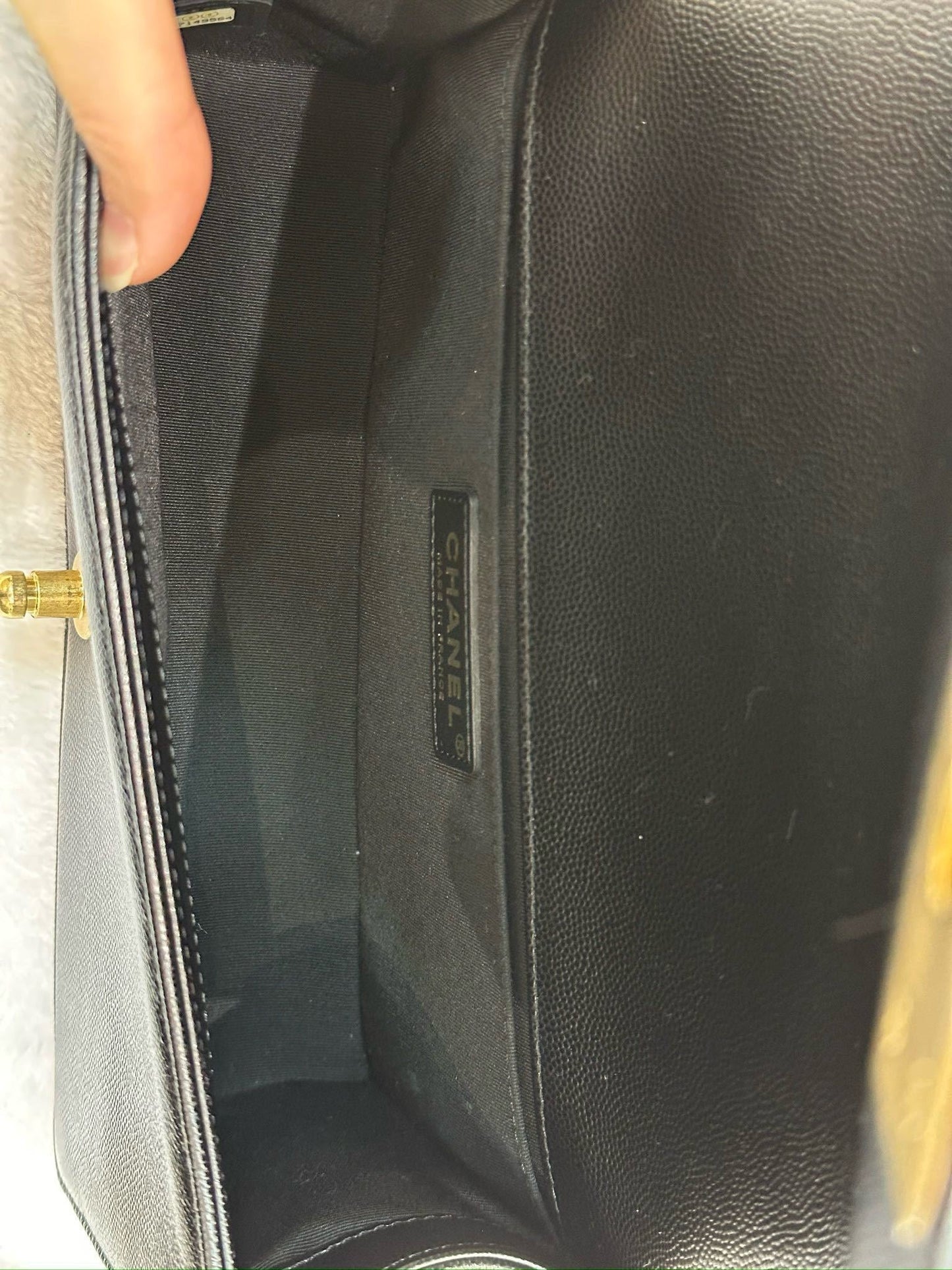 Chanel Medium Caviar LeBoy Bag Black GHW 27 holo card
