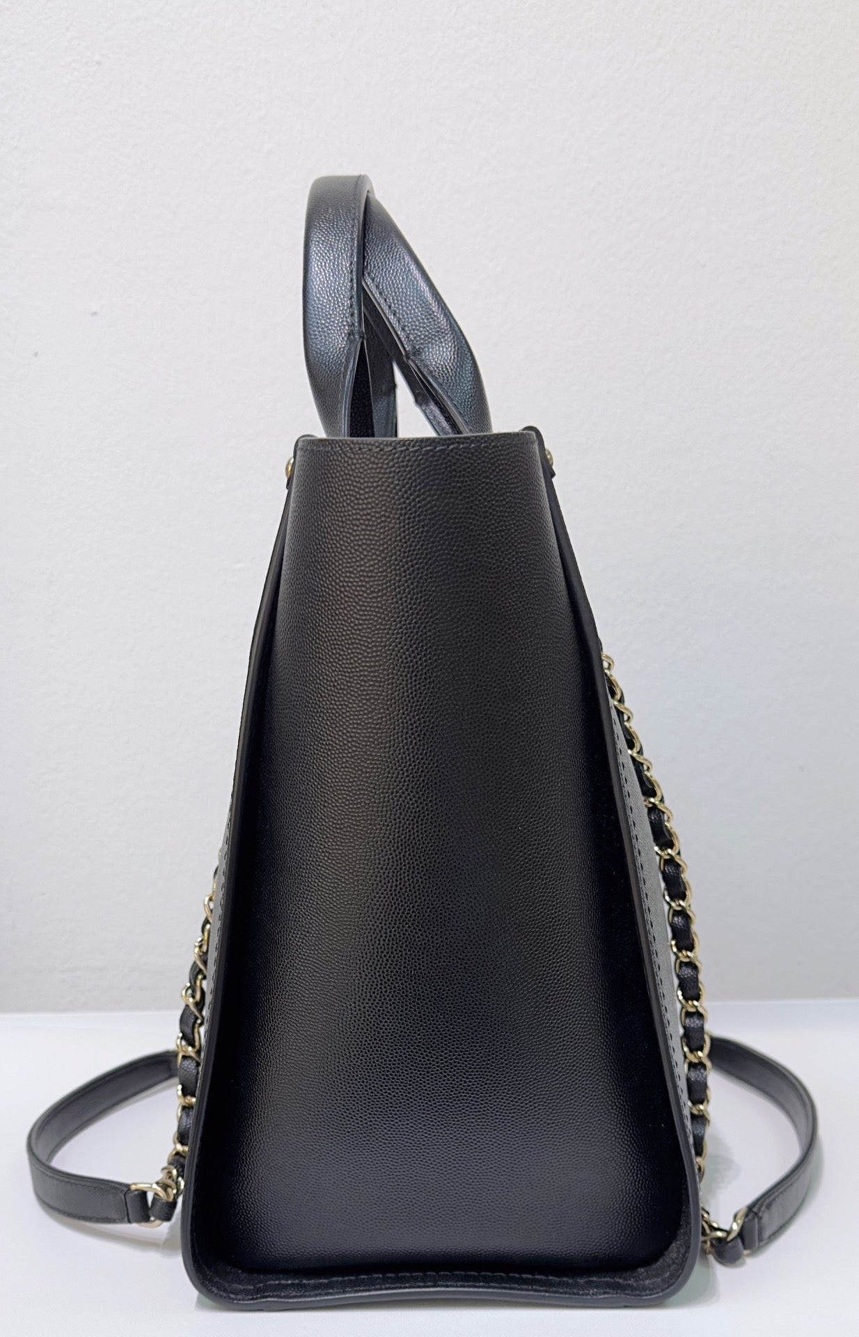 Chanel Small Deauville Caviar Tote Studded Black