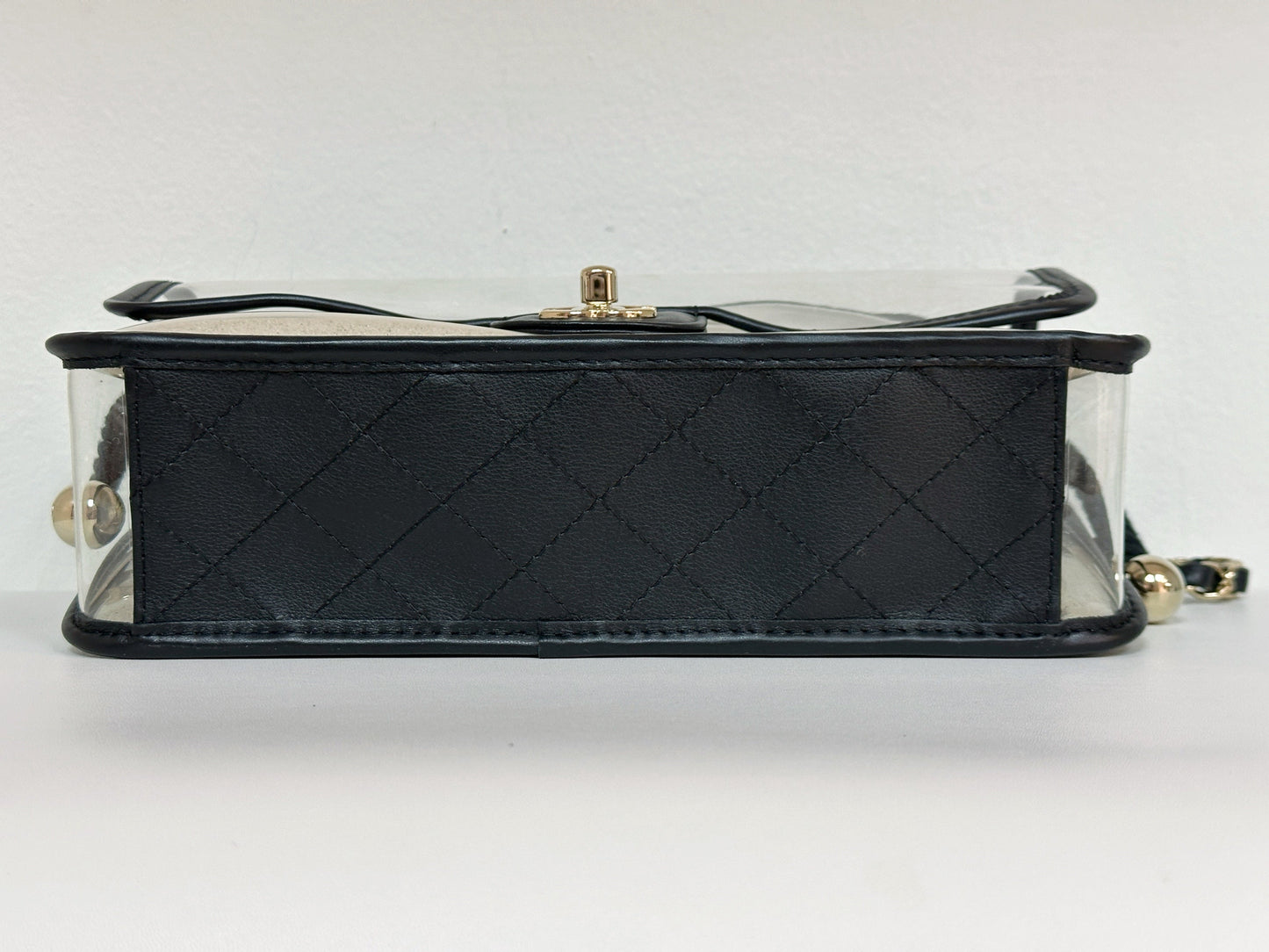Chanel Medium Lambskin CoCo Sand PVC Sand By The Sea Flap With Pearl Strap Black 2745 holo card