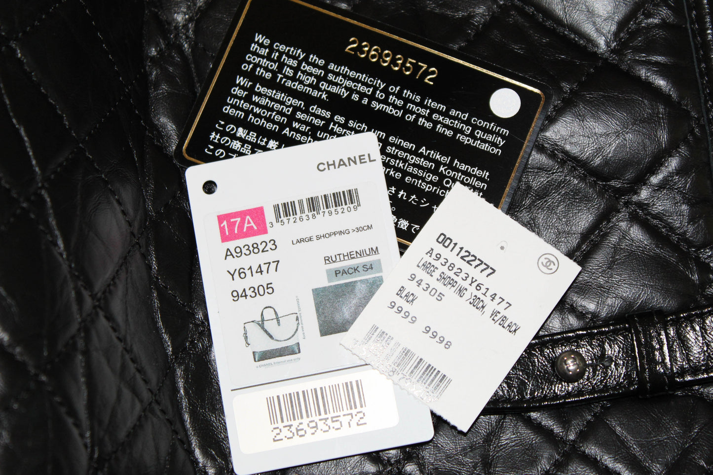 Chanel Black Aged Calfskin Quilted Large Gabrielle Shopping Tote