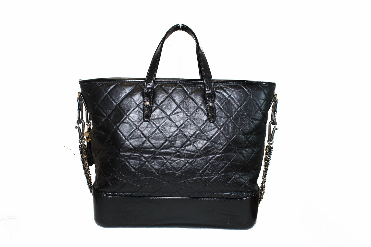 Chanel Black Aged Calfskin Quilted Large Gabrielle Shopping Tote