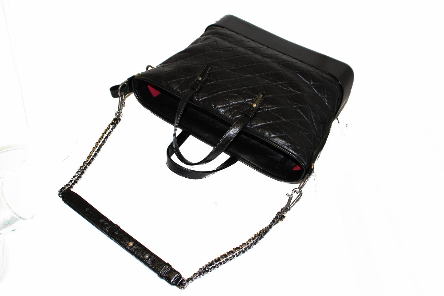 Chanel Black Aged Calfskin Quilted Large Gabrielle Shopping Tote