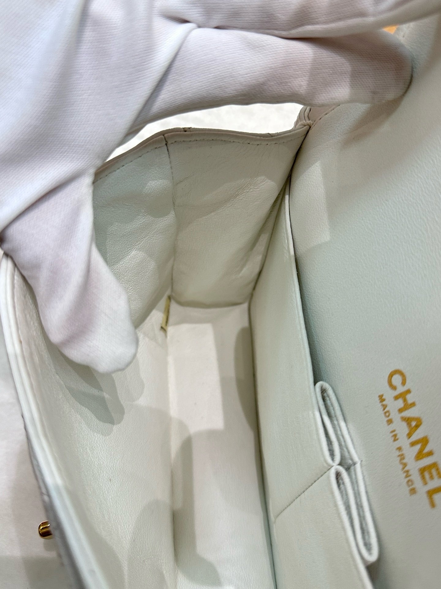 Chanel White Caviar Medium Classic 2.55 Double Flap Bag