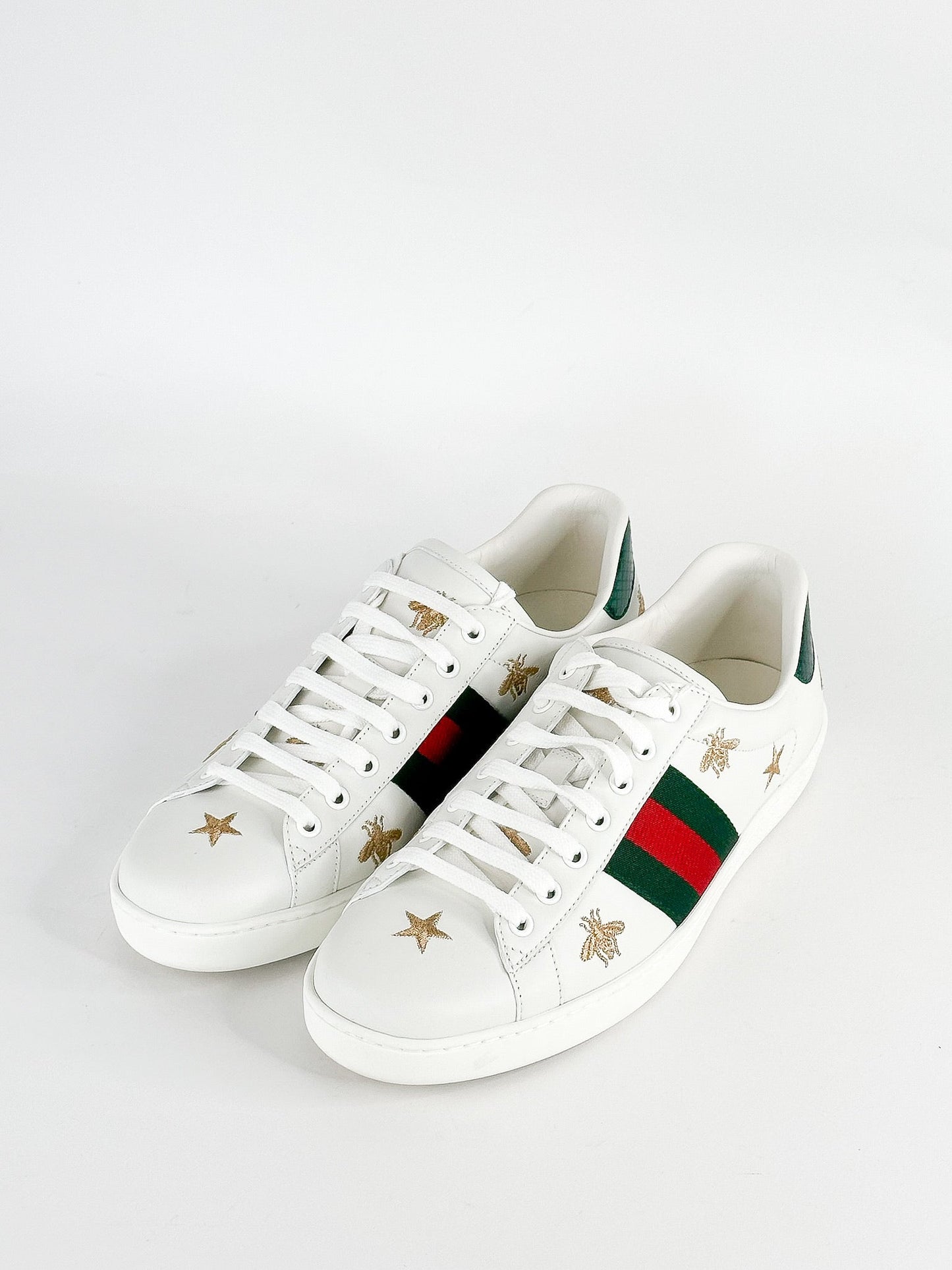 Gucci White Bee & Star New Ace Sneakers Size Mens 8.5 / Womens 10.5-11