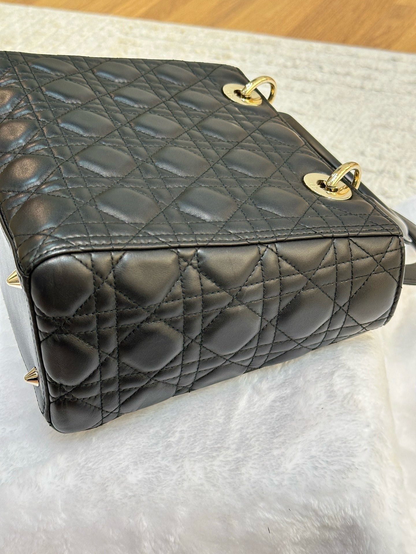 Christian Dior Lambskin Cannage Medium Lady Dior Black GHW