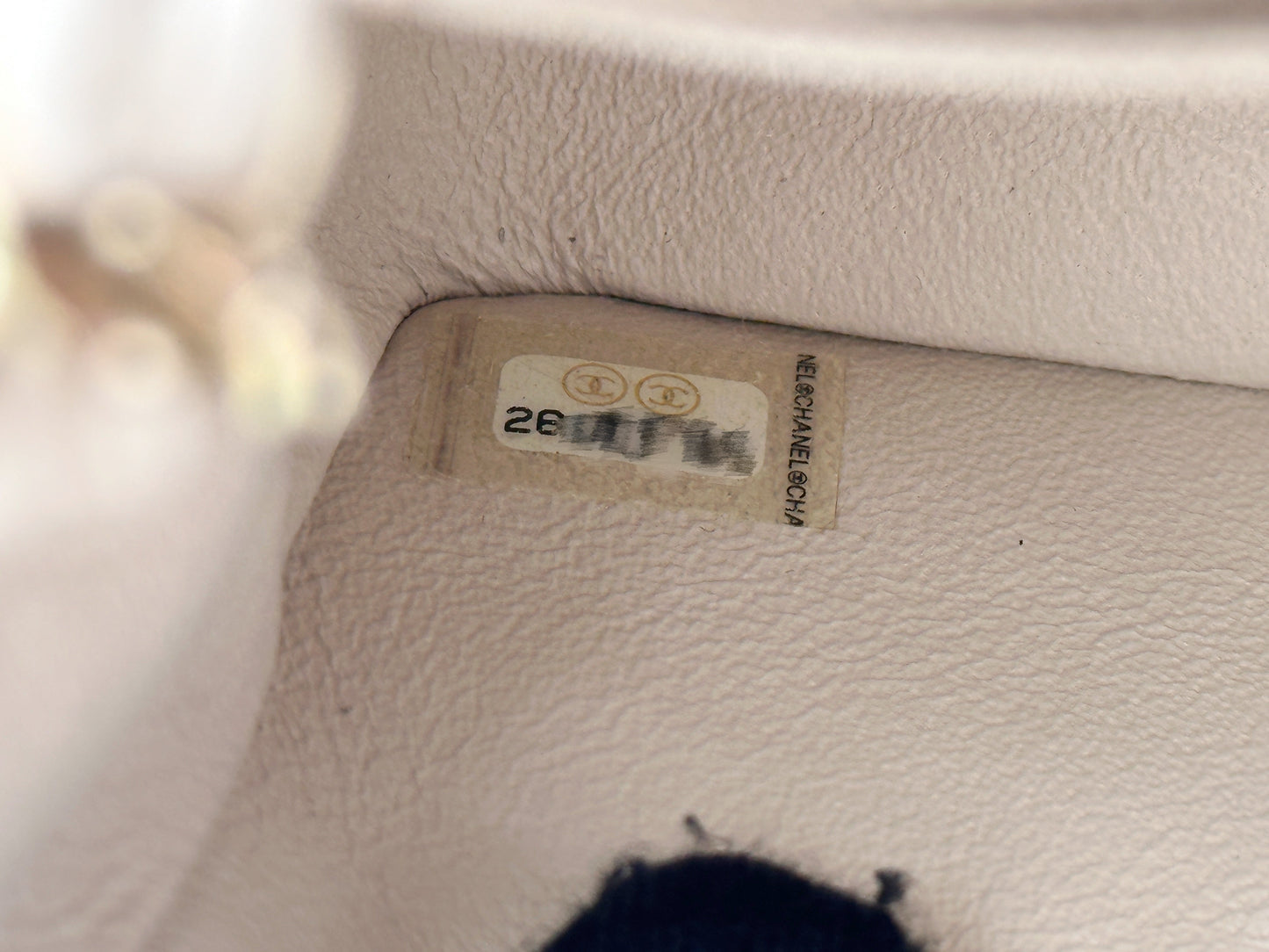 Chanel Mini Rectangle Chevron Blush Hue Light Beige Flap Bag LGHW 2644 holo card