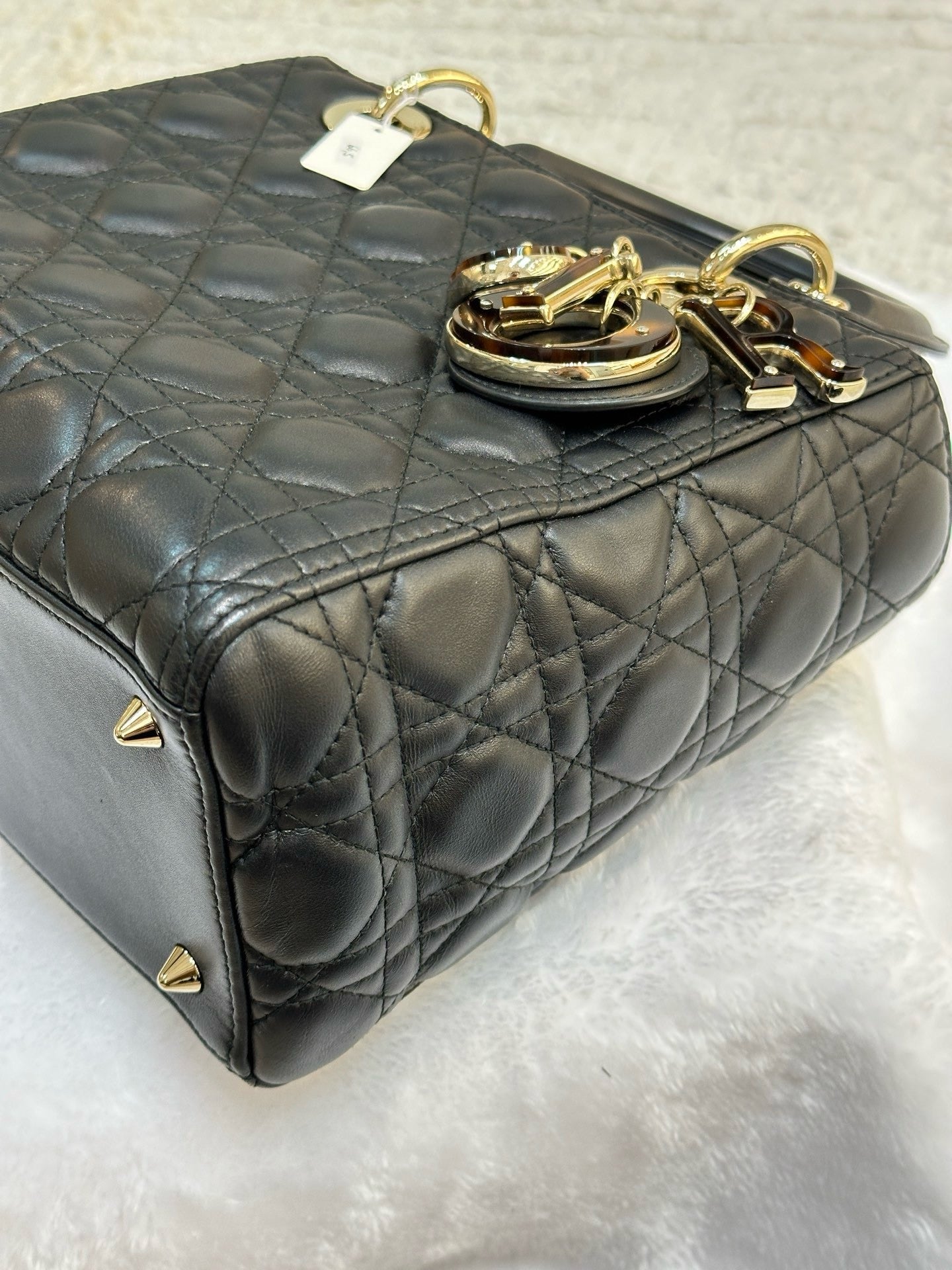 Christian Dior Lambskin Cannage Medium Lady Dior Black GHW
