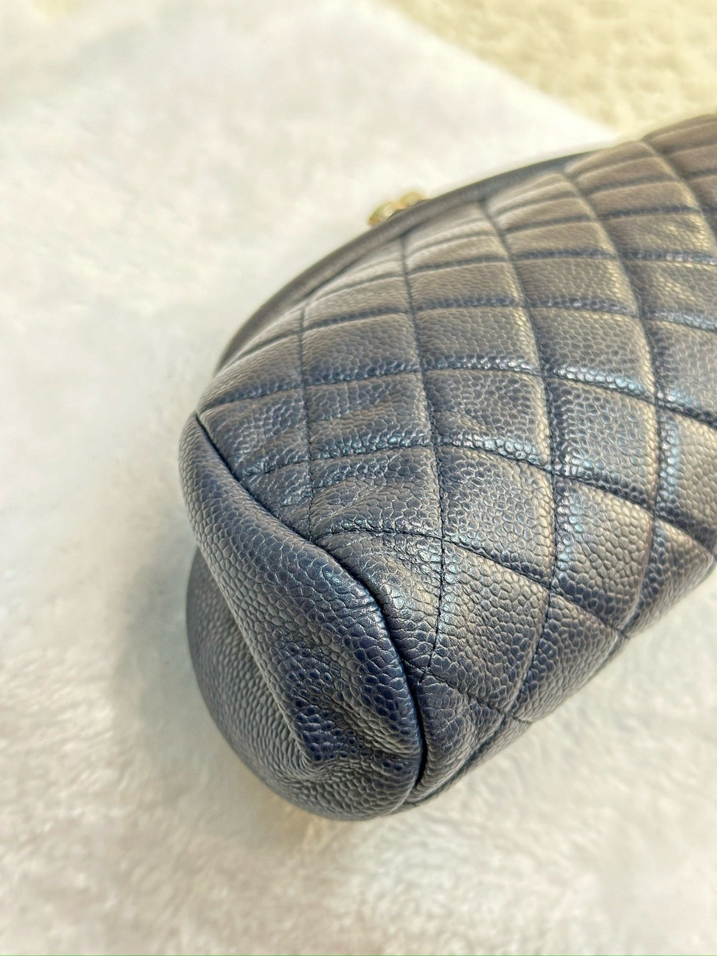 Chanel Quilted Caviar Timeless Clutch Bag Navy Blue SHW