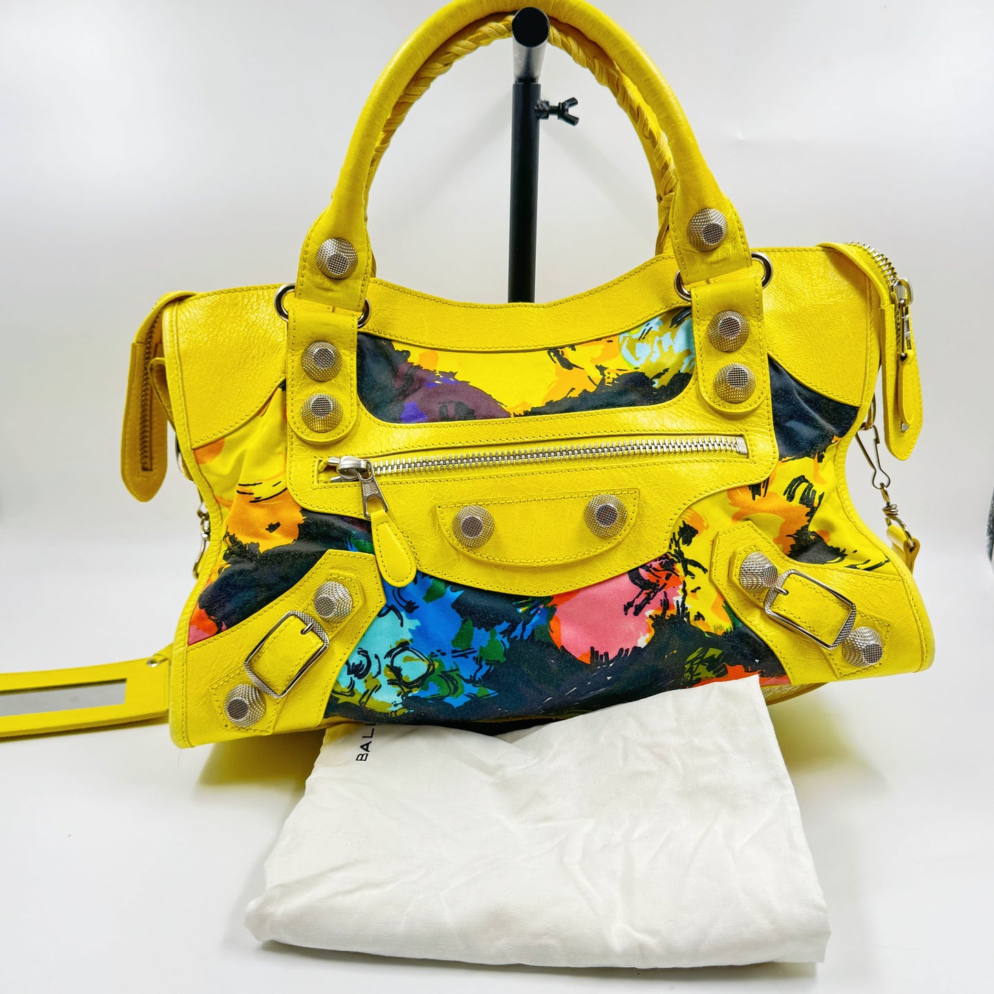Balenciaga Agneau Canvas Floral Giant 21 Silver City Bag TWS