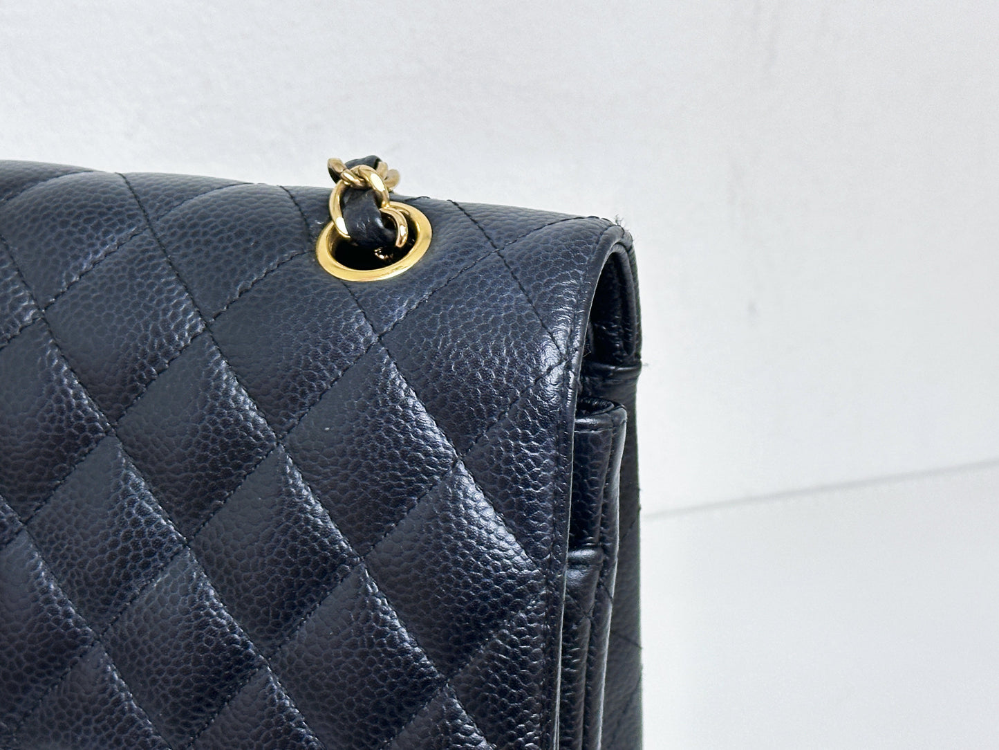Chanel Medium Size Classic Quilted Caviar Double Flap Bag Black 1184 holo card