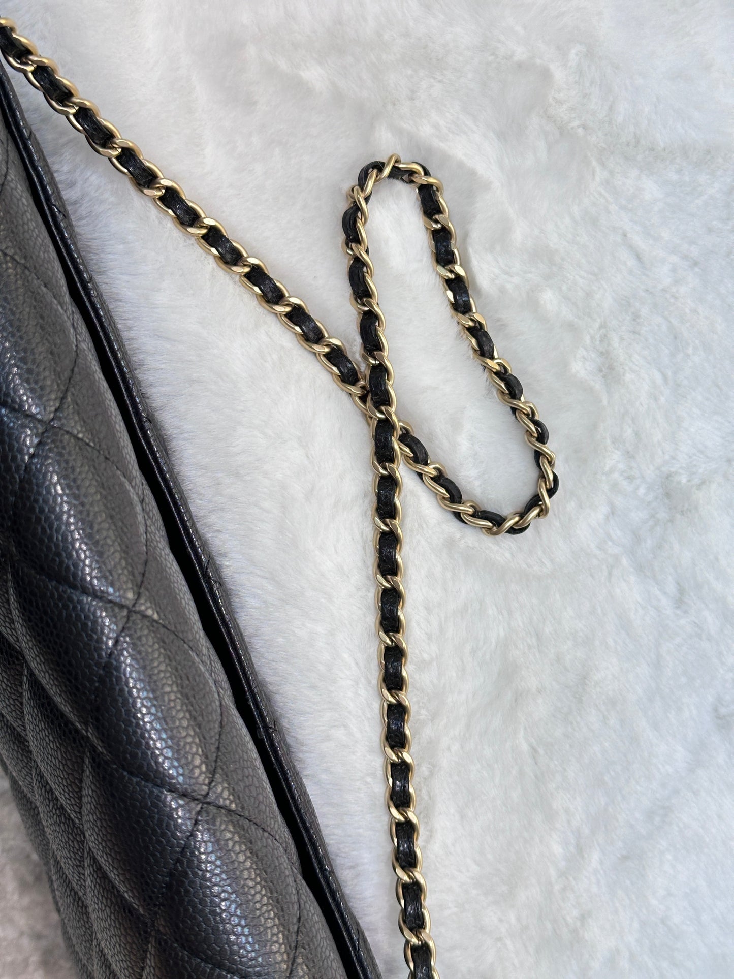 CHANEL Caviar Quilted Clutch With Chain Flap Black GHW