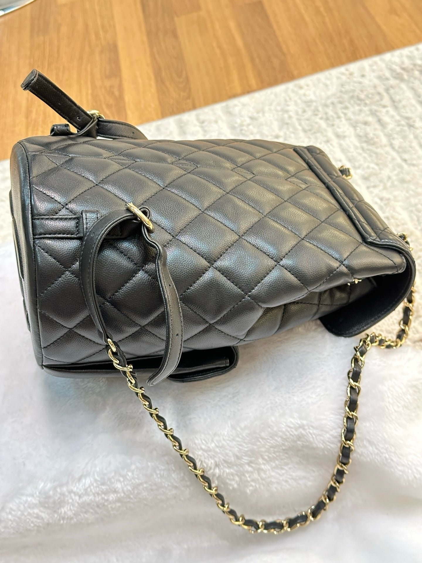 Chanel Caviar Quilted Pockets Backpack Black