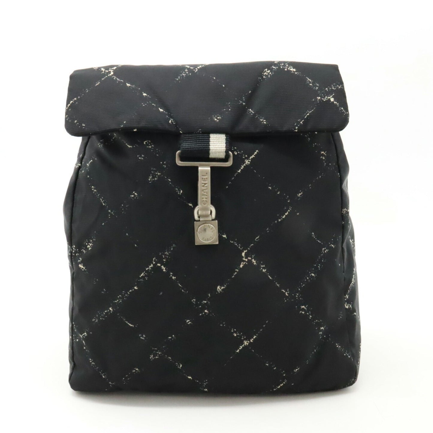 CHANEL Chanel Old Travel Line Rucksack Backpack Daypack Nylon Jacquard Black Red