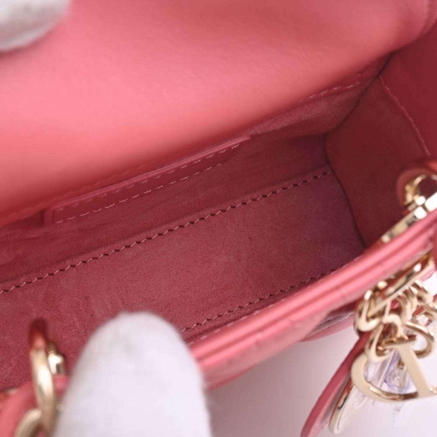 CHRISTIAN DIOR Lady Cannage Leather Micro Handbag S0856ONGE Pink Ladies