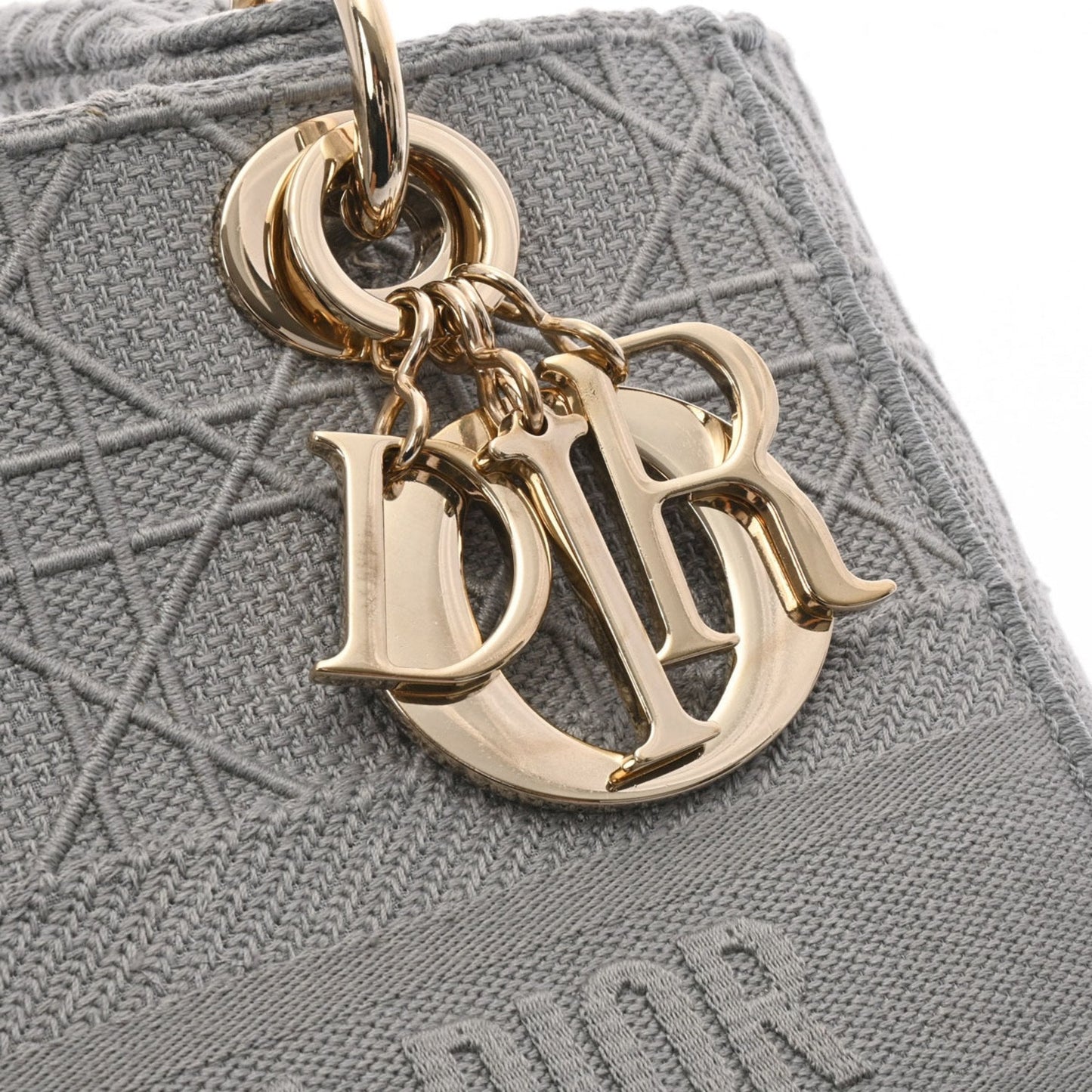 CHRISTIAN DIOR LADY D-LITE Medium Gray Ladies Canage Embroidered Handbag