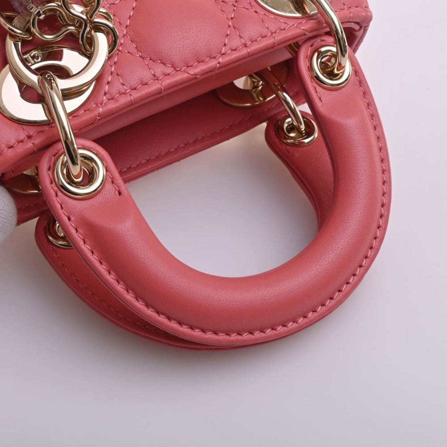 CHRISTIAN DIOR Lady Cannage Leather Micro Handbag S0856ONGE Pink Ladies