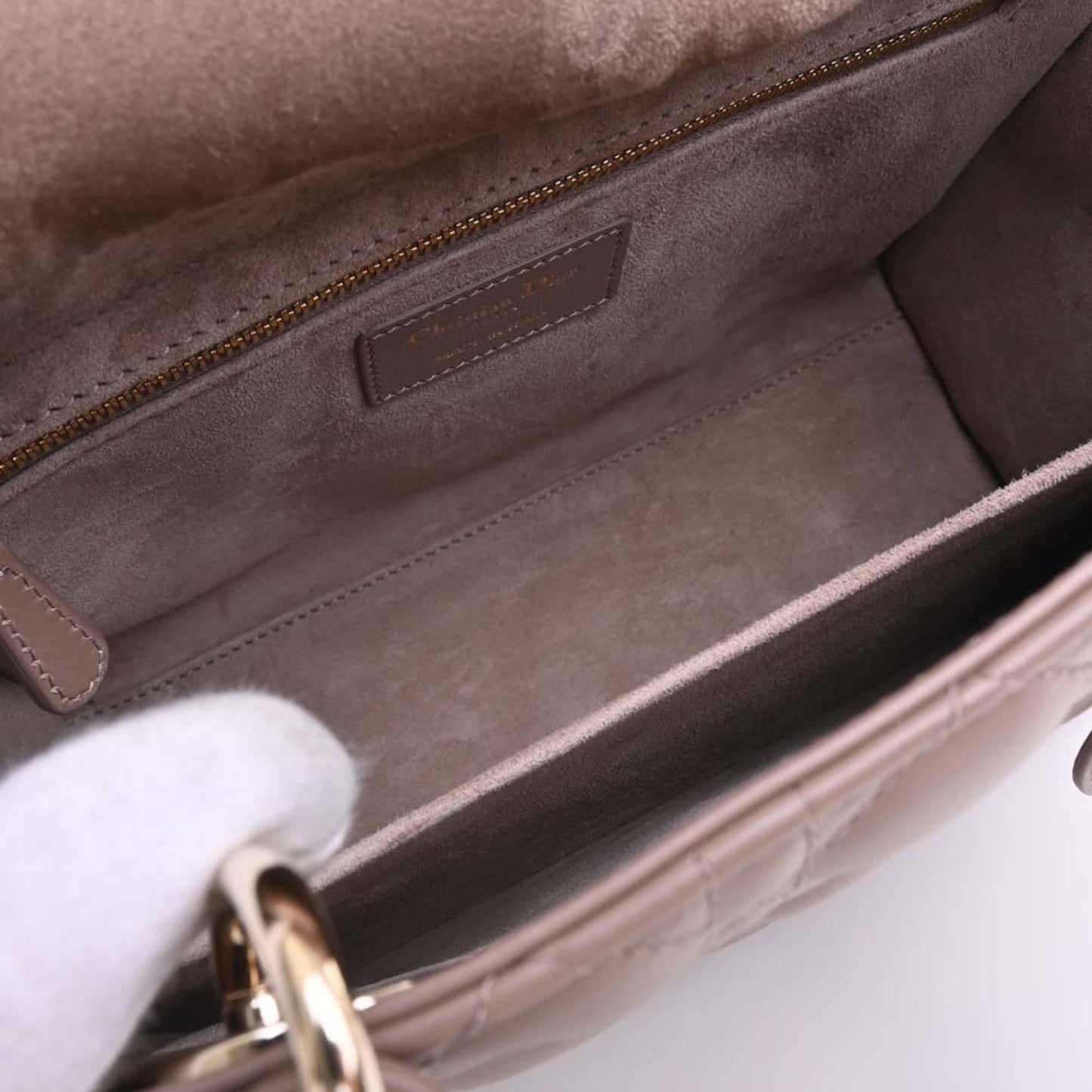 CHRISTIAN DIOR Lady Cannage Leather Handbag M0565OCEA Brown Women's
